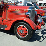 close-up of a firetruck from the city of petaluma