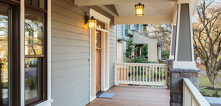 front porch of craftsman style home